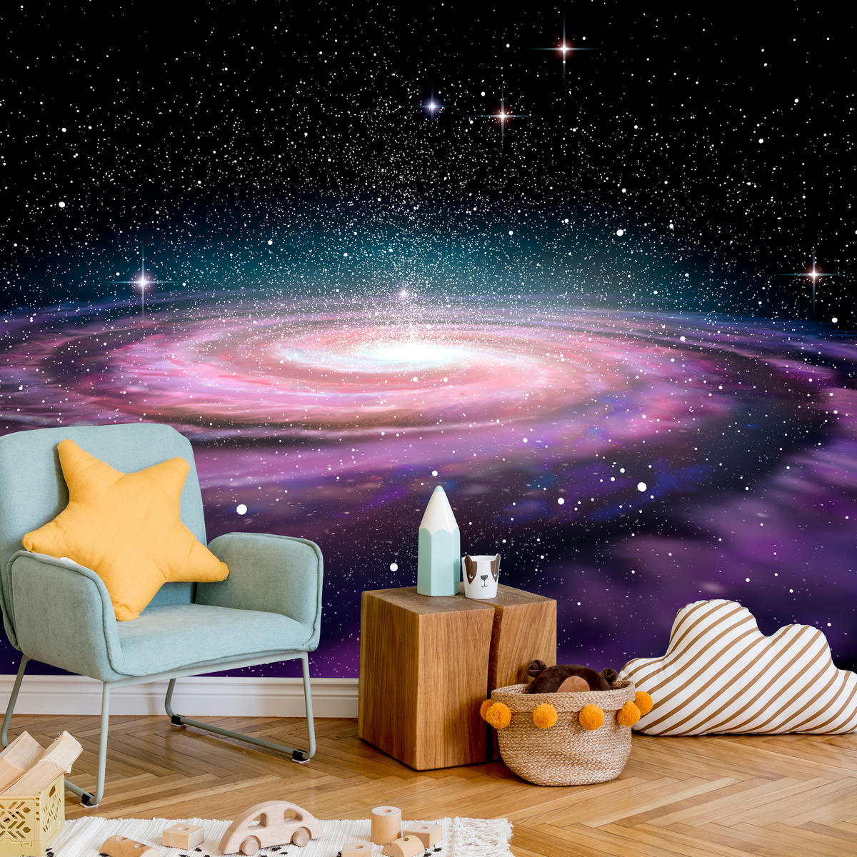 FOTOTAPETE für Jugendzimmer Spirale Sterne Galaxie Kosmos 400x280 - Violett/Schwarz, Papier (400/280cm) - Muralo