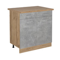 KÜCHENUNTERSCHRANK R-Line Beton 80 cm , AP Eiche - Honigeiche/Schieferfarben, Holzwerkstoff (80/81.6/60cm) - Vicco