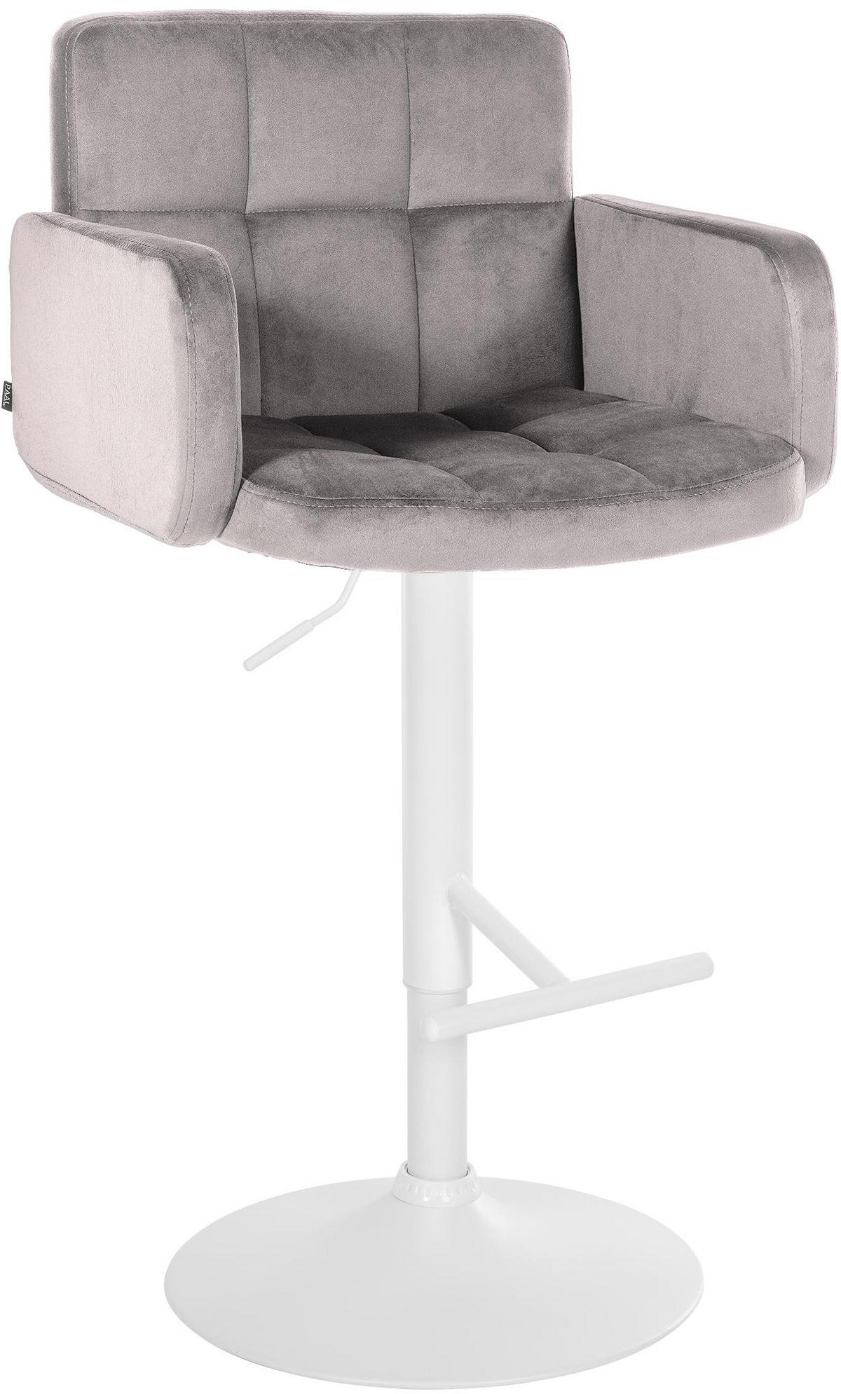 BARHOCKER Samt grau - Weiß/Grau, Textil/Metall (60/93/56cm) - CLP