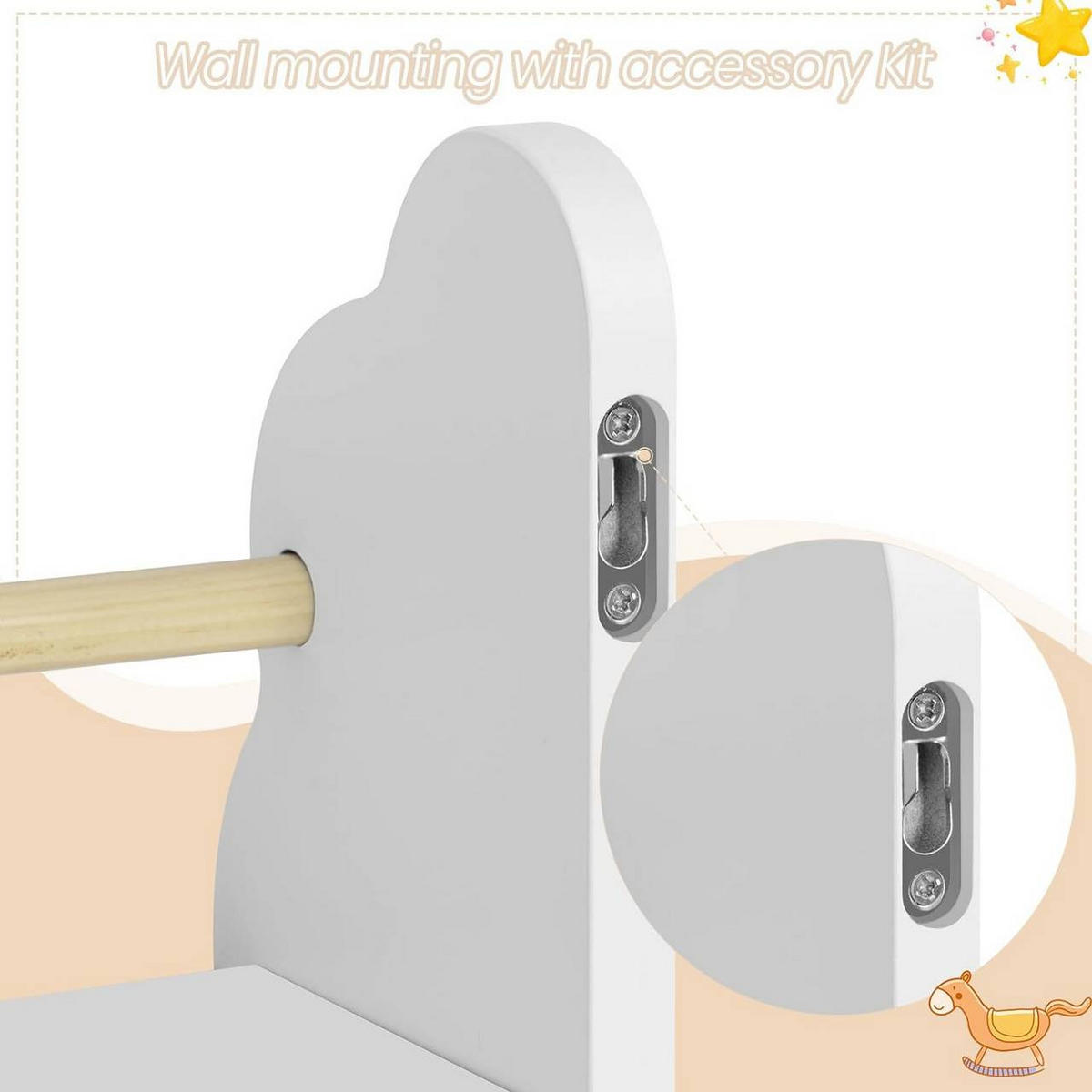 KINDER-WANDREGAL 3er Set, Kiefernholz, 45 x 12,7 x 23cm, Weiß - Weiß, Holz/Holzwerkstoff (45/23/12.7cm) - Woltu