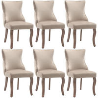 POLSTERSTUHL 6er-Set mit Knopfsteppung, Nagelkopfbesatz und Massivholzbeinen als Ess- und Wohnzimmerstuhl, beige - Beige, Textil (45/91/50cm) - Luhomfu