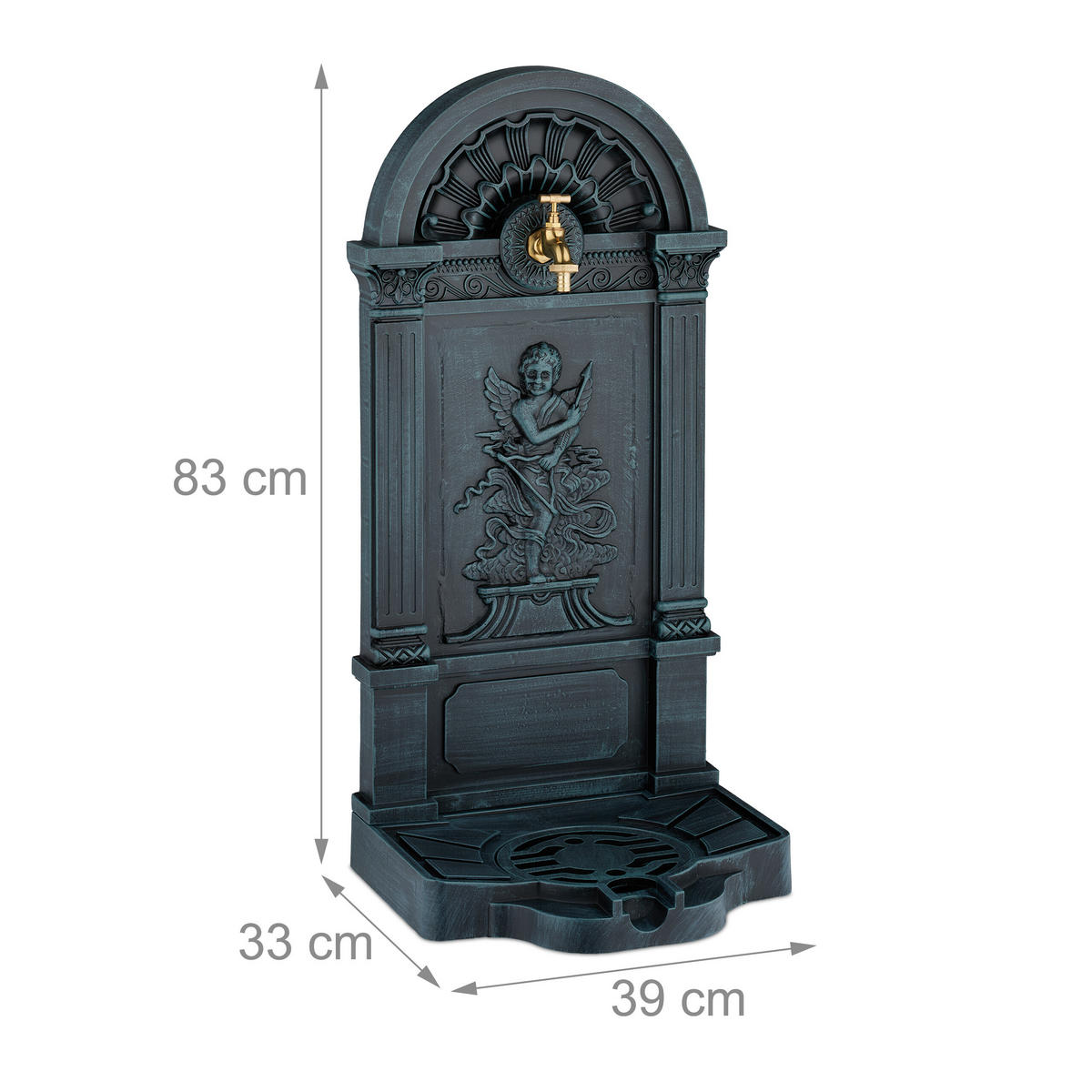 STANDBRUNNEN - Multicolor, Metall (33/39/83cm) - Relaxdays