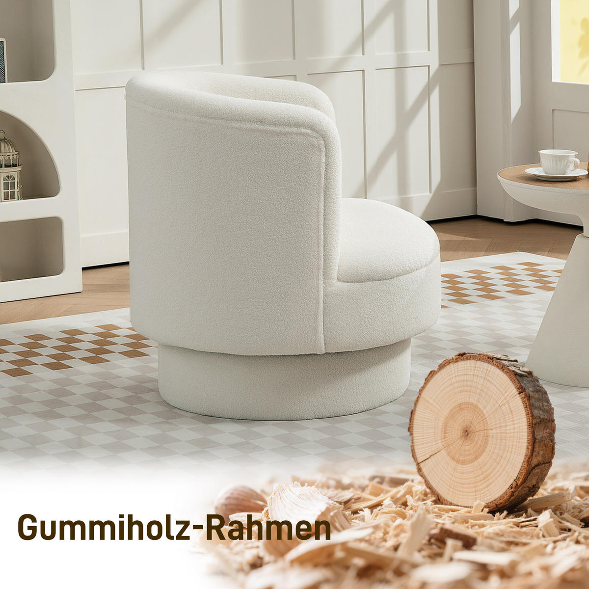 ARMLEHNSTUHL Creme 74.0/74.0/74.0 cm - Creme, Textil (74/74/74cm)