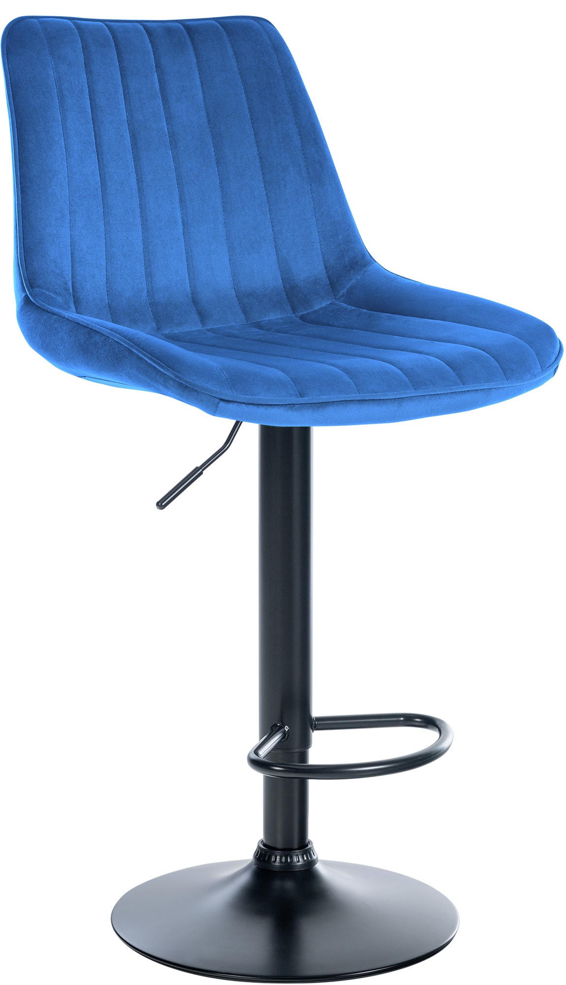 BARHOCKER RIO Blau Samt Schwarz - Blau, Textil/Metall (49.5/91/50cm) - DELUKE
