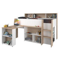 HOCHBETT Lucas 2 in Japanische Eiche - Weiß 90 x 200 cm - Eichefarben/Weiß, Holz (90/200cm) - Parisot Meuble