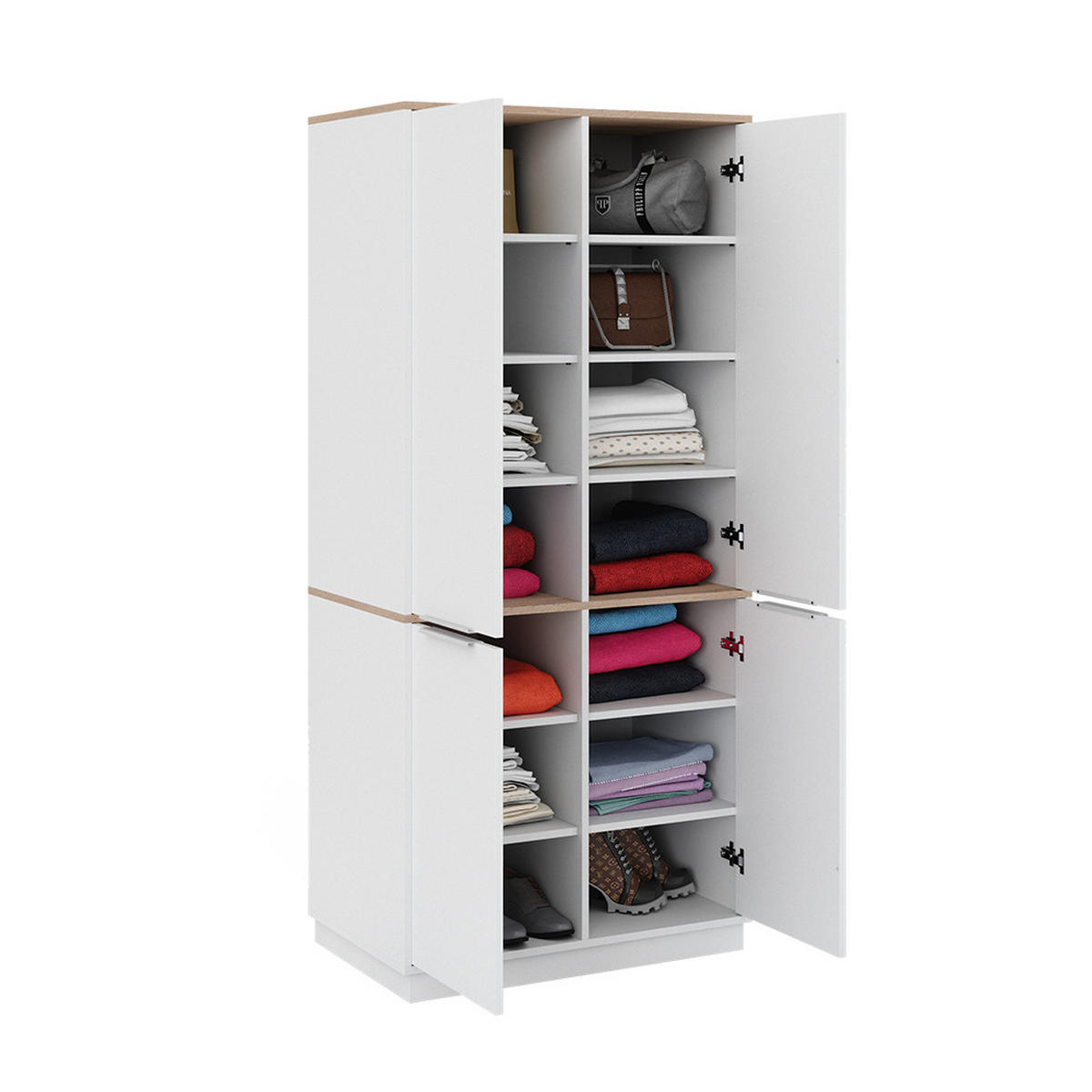 AKTENSCHRANK Betti Weiß 82 x 179 cm mit 6 Regale - Weiß/Sonoma Eiche, Holzwerkstoff (82/179/50cm) - Vicco