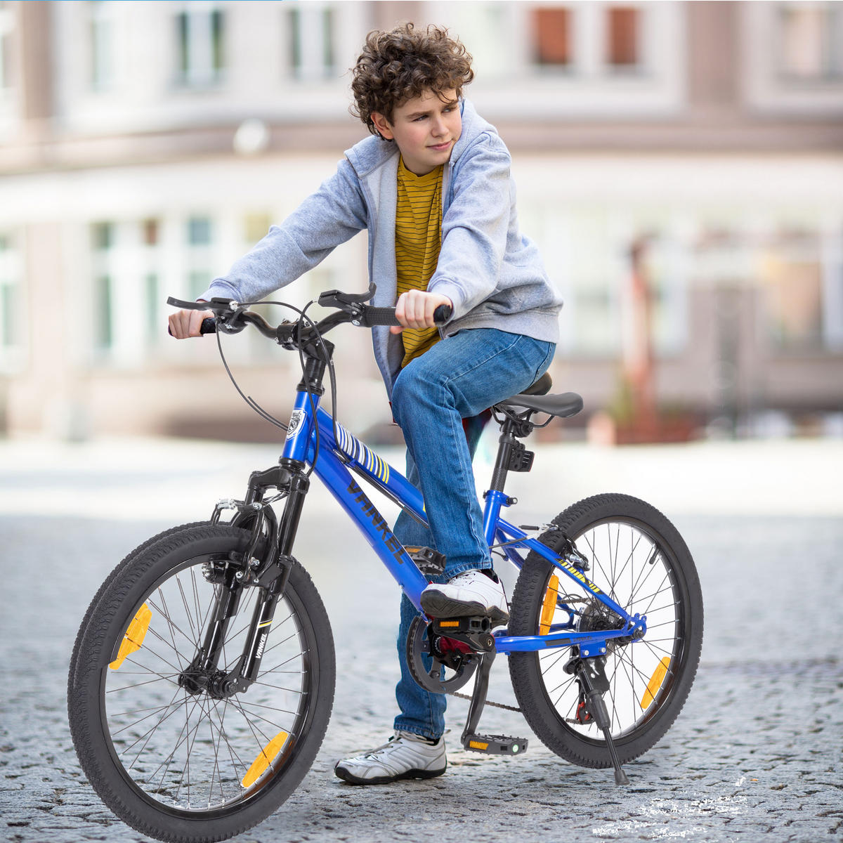 KINDERFAHRRAD 20 Zoll - Blau mit V-Bremsen und 6-Gang-Schaltung - Stahlrahmen - Blau, Metall (84cm) - Oxeza