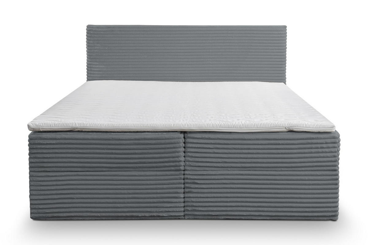 BOXBETT TILLY mit zwei Bettkästen H2/H3 Matratze und Topper 160 x 200 cm - Grau, Holzwerkstoff (160/200cm) - VENASI MÖBEL