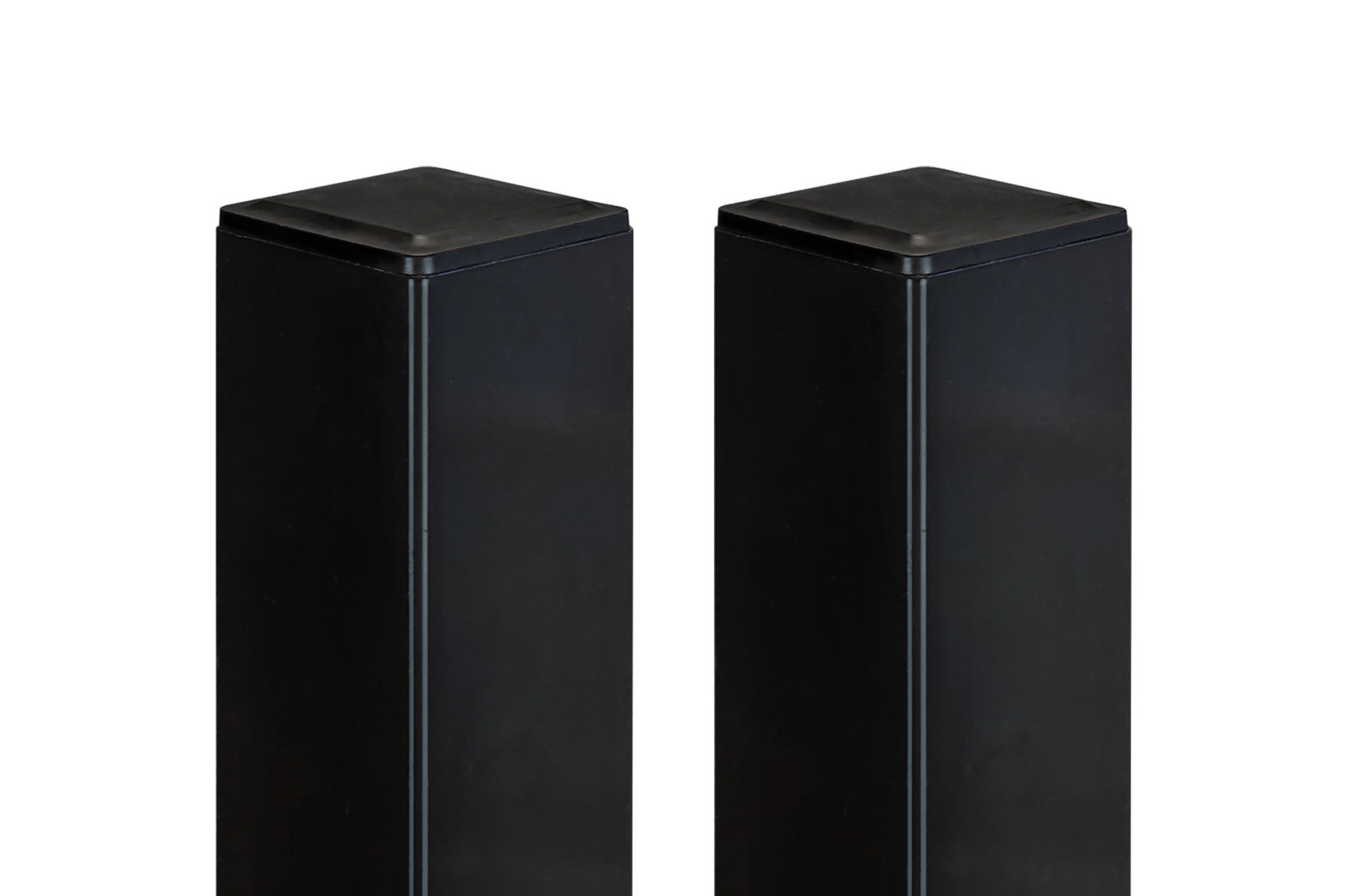 STAHLFLÜGELTOR Nali Mattschwarz 3,5m H.140cm + 2 STAHLPFOSTEN Dario - Schwarz, Metall (343/140cm) - Casanoov