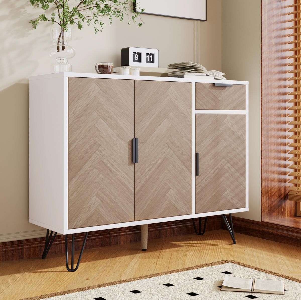 KOMMODE aus MDF & Spanplatte 90x30x71,5cm in Naturfarben - Naturfarben, Holzwerkstoff (90/71.5/30cm) - Modfu