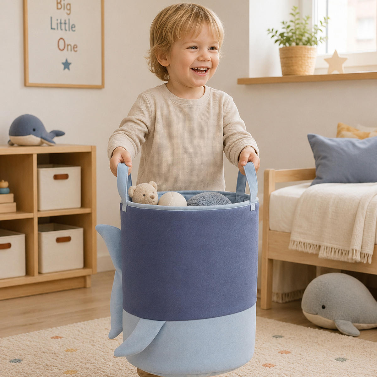 SPIELZEUGKORB Wäschekorb Aufbewahrungskorb Spielzeugkiste Wal 45 cm - Blau, Textil (30/30cm) - nordic coast company