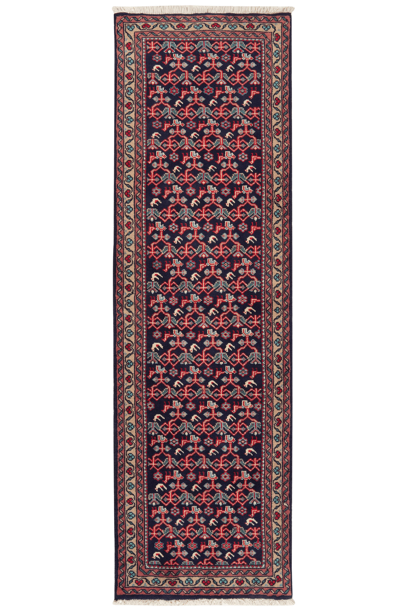LÄUFER Orient handgeknüpft Assadabad Blau 236/72 cm Schurwolle - Blau, Textil (72/236cm) - Looma