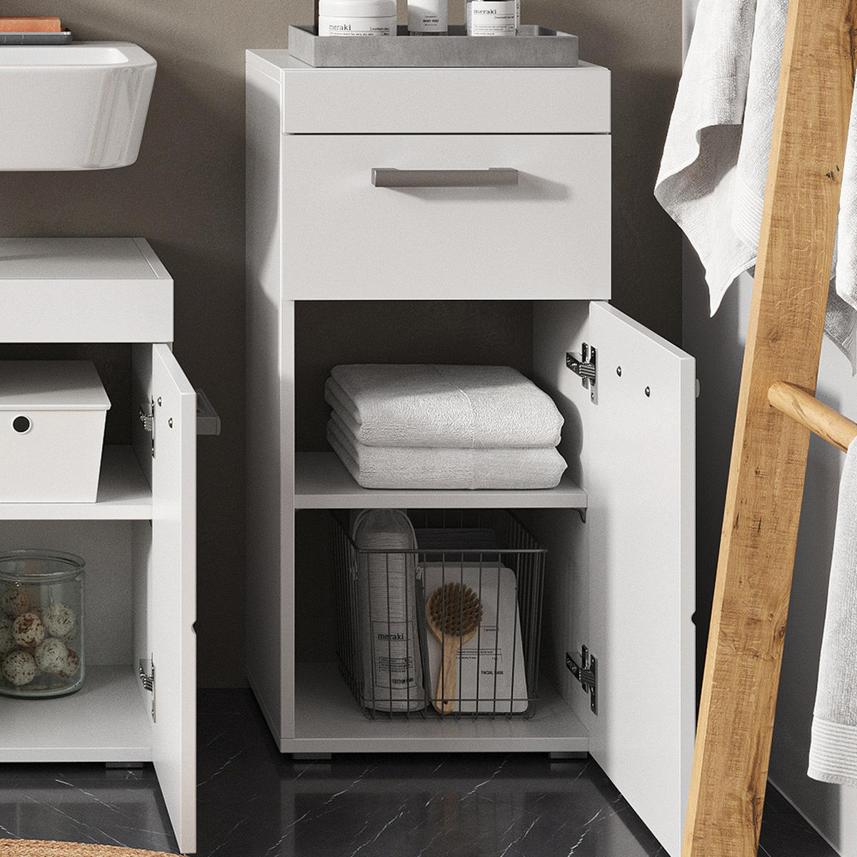 STŘEDNÍ SKŘÍŇKA Luna Bílá - bílá, kompozitní dřevo (37/79/32.6cm) - Vicco