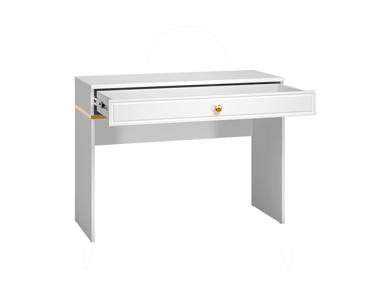 SCHMINKTISCH – 100 cm – Goldin – Weiß Hochglanz - Weiß Hochglanz, Holzwerkstoff (100/79/40cm) - hi-markt