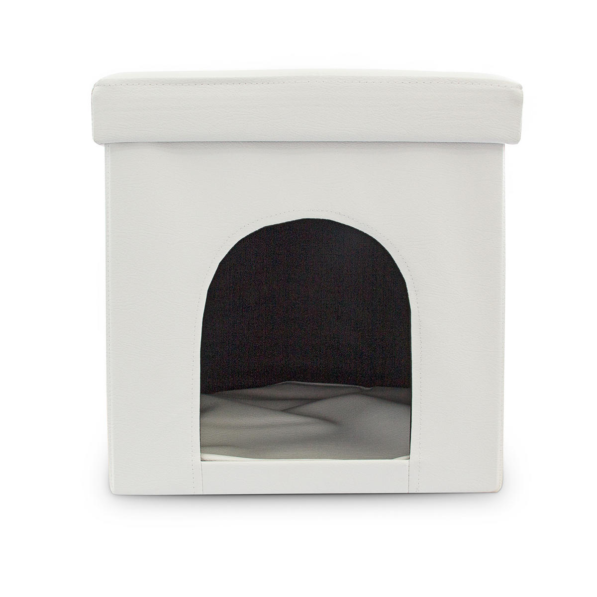 HUNDEBOX Sitzhocker - Weiß, Holzwerkstoff/Kunststoff (38/38/38cm) - Relaxdays