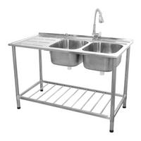 GASTROSPÜLE - Abtropffläche Links - Alufarben, Metall (120/1/60cm) - Monstershop