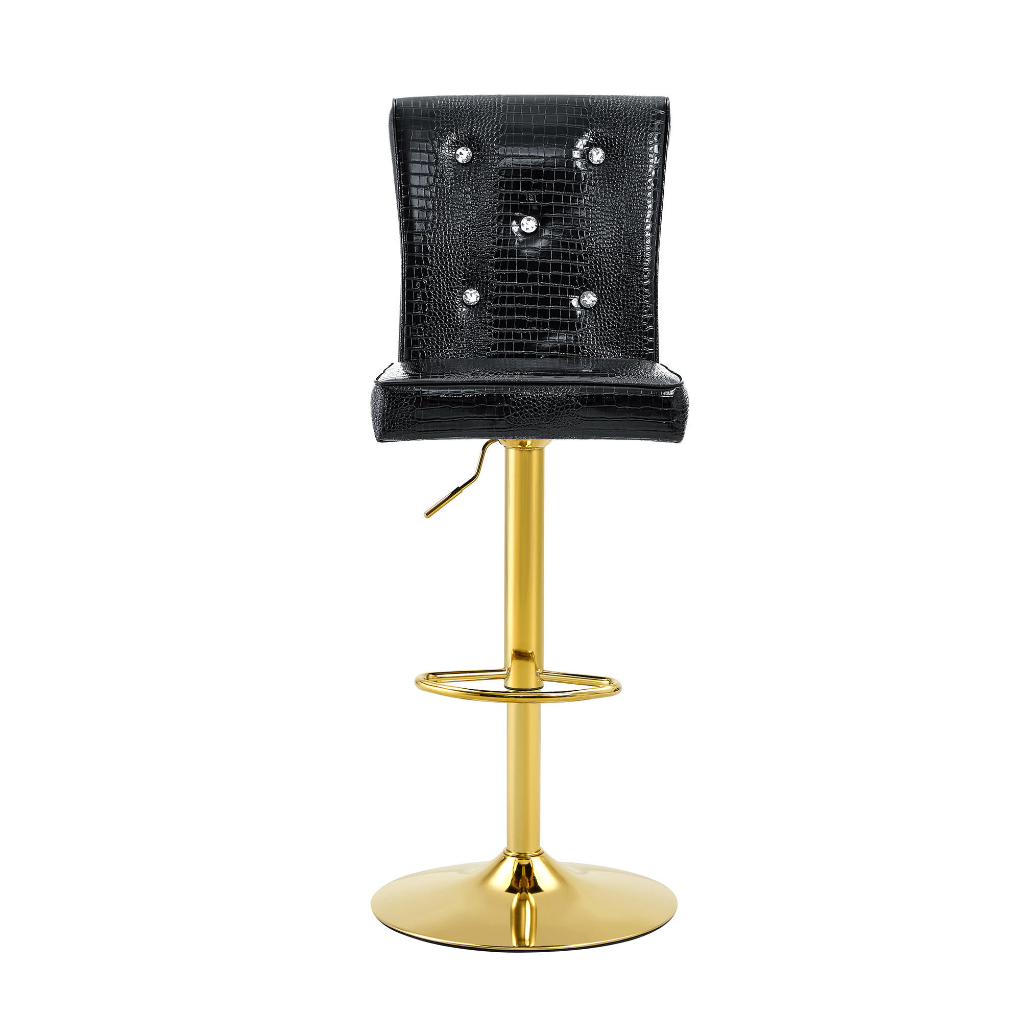BARSTUHL PVC Schwarz mit Kristallknopf-Details - Schwarz, Metall (42/125/55cm) - Meubliv