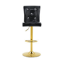 BARSTUHL PVC Schwarz mit Kristallknopf-Details - Schwarz, Metall (42/125/55cm) - Meubliv