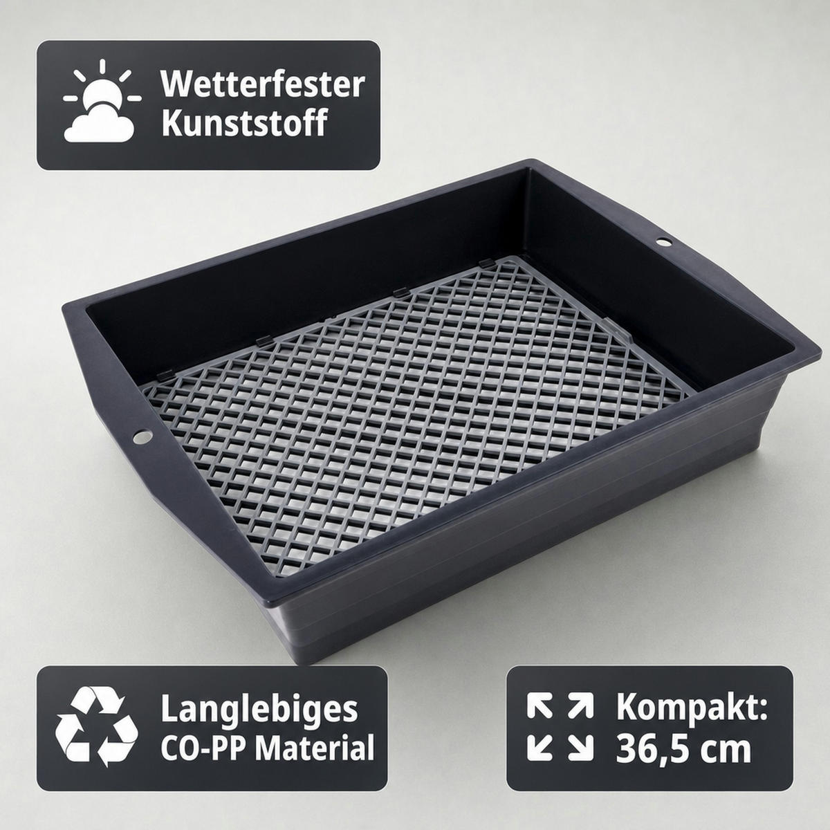 XL Gartensieb 2 in 1 anpassbar - Schwarz, Kunststoff (29/11/40cm) - Westfalia