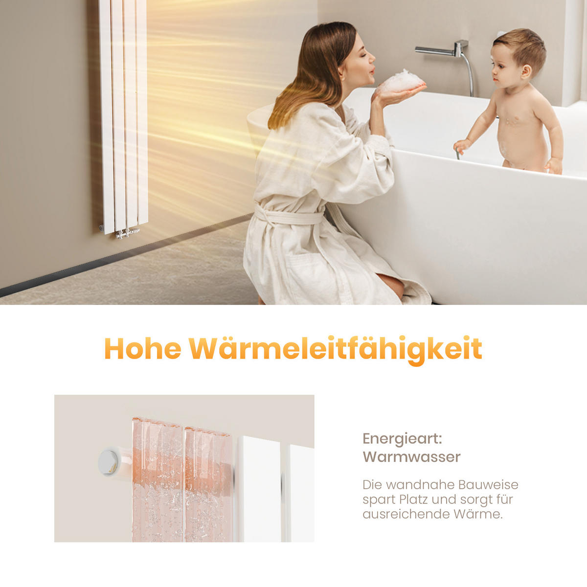 HEIZKÖRPER Flachheizkörper Weiß 180/30/4,9 cm - Weiß, Metall (30/180/4.9cm) - EMKE