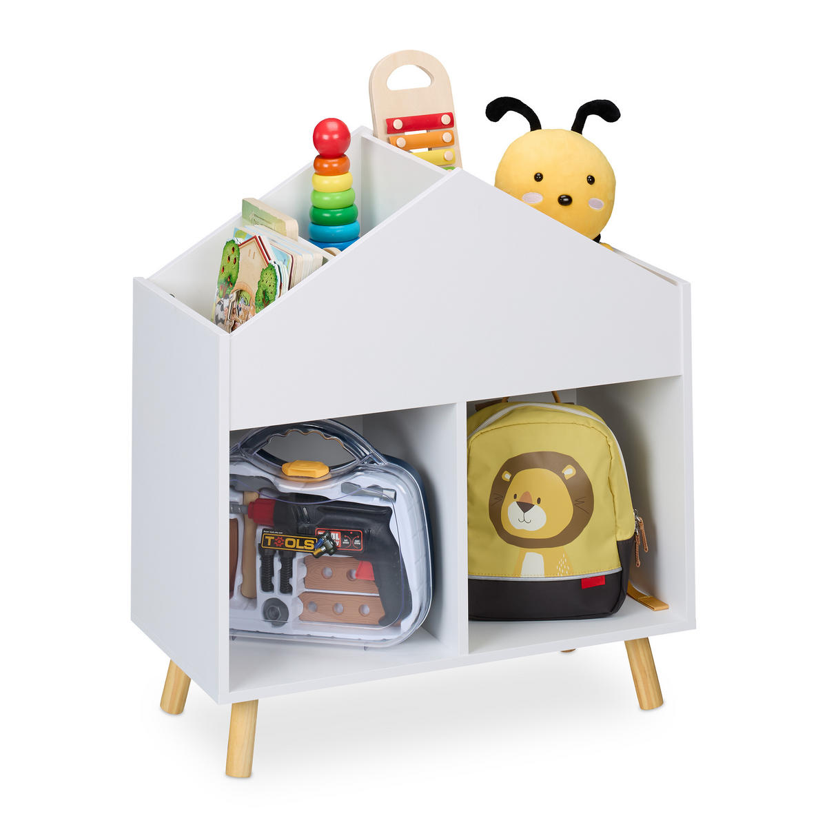 KINDERREGAL - Weiß, Holz/Holzwerkstoff (60/67/30cm) - Relaxdays