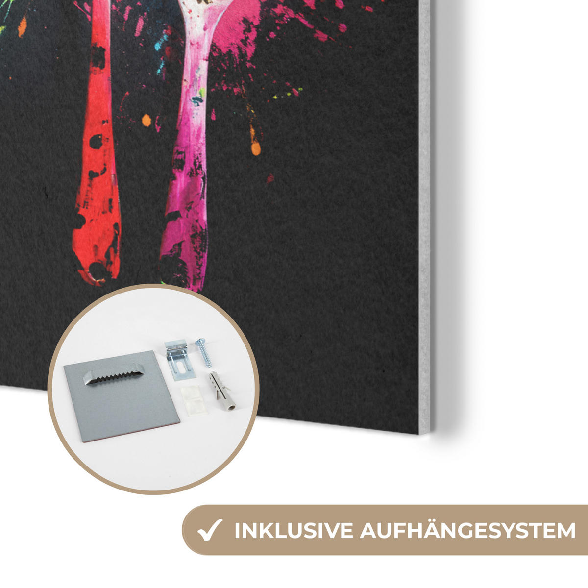AKUSTIKBILD Löffel - Gewürze - Modern - Graffiti - Farbe - Farbenfroh Akustikpaneele 90x60 cm - Multicolor, Kunststoff (90/60/0.9cm) - MuchoWow