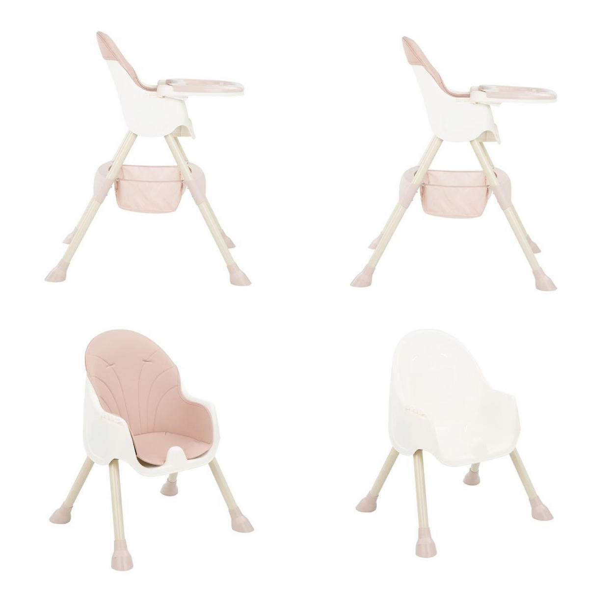 HOCHSTUHL 2 in 1 Brie rosa Kinderstuhl, Gurt, Tisch verstellbar, Korb - Rosa, Kunststoff (75/94/60cm) - Kikka boo