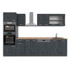 KÜCHENZEILE R-Line Schwarz Beton/Anthrazit 300 cm AP Eiche - Anthrazit/Schwarz, Holzwerkstoff (300/81.6/60cm) - Vicco