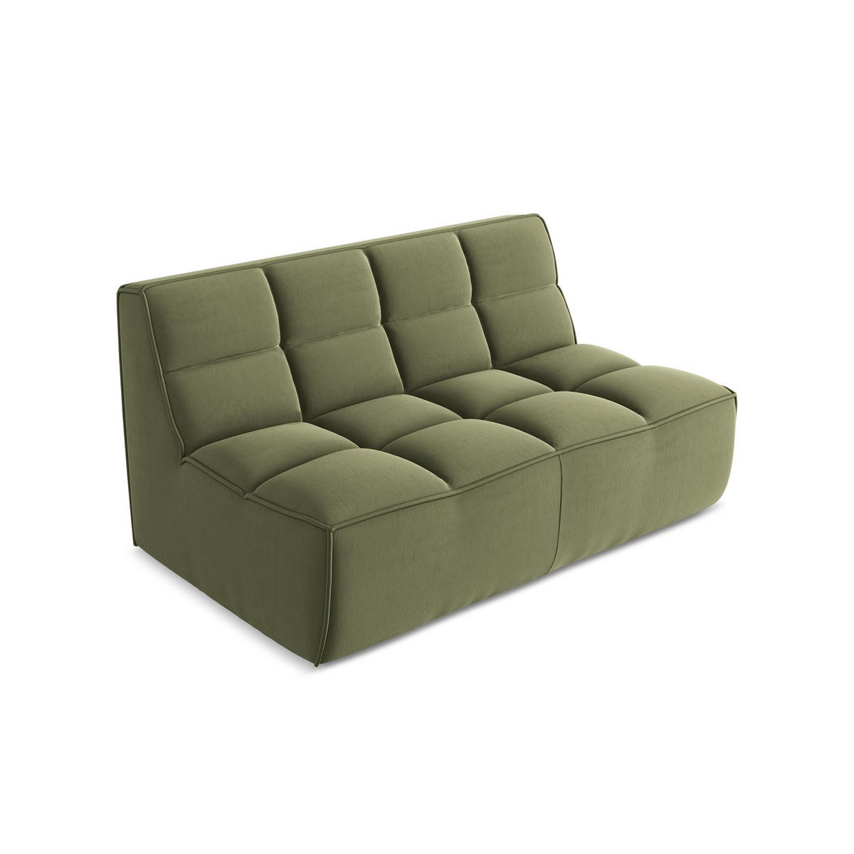 2-SITZER-SOFA Samt Stoff Grün - Schwarz/Olivgrün, Kunststoff/Textil (160/75/93cm) - LaMiaSofa