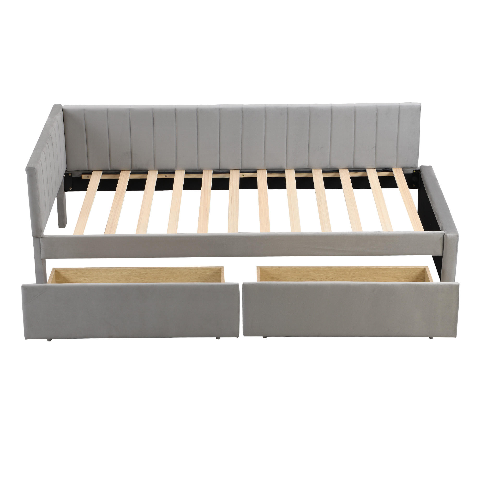 POLSTERBETT 90x200 Schlafsofa Samt Stauraum 2 Schubladen Grau - Grau, Holzwerkstoff (90/200cm) - FLIEKS