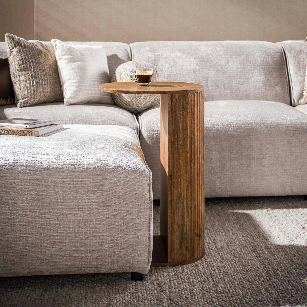 BEISTELLTISCH Wave Beige 45/35/70 cm - Beige, Holz (45/35/70cm) - Hoyz Collection