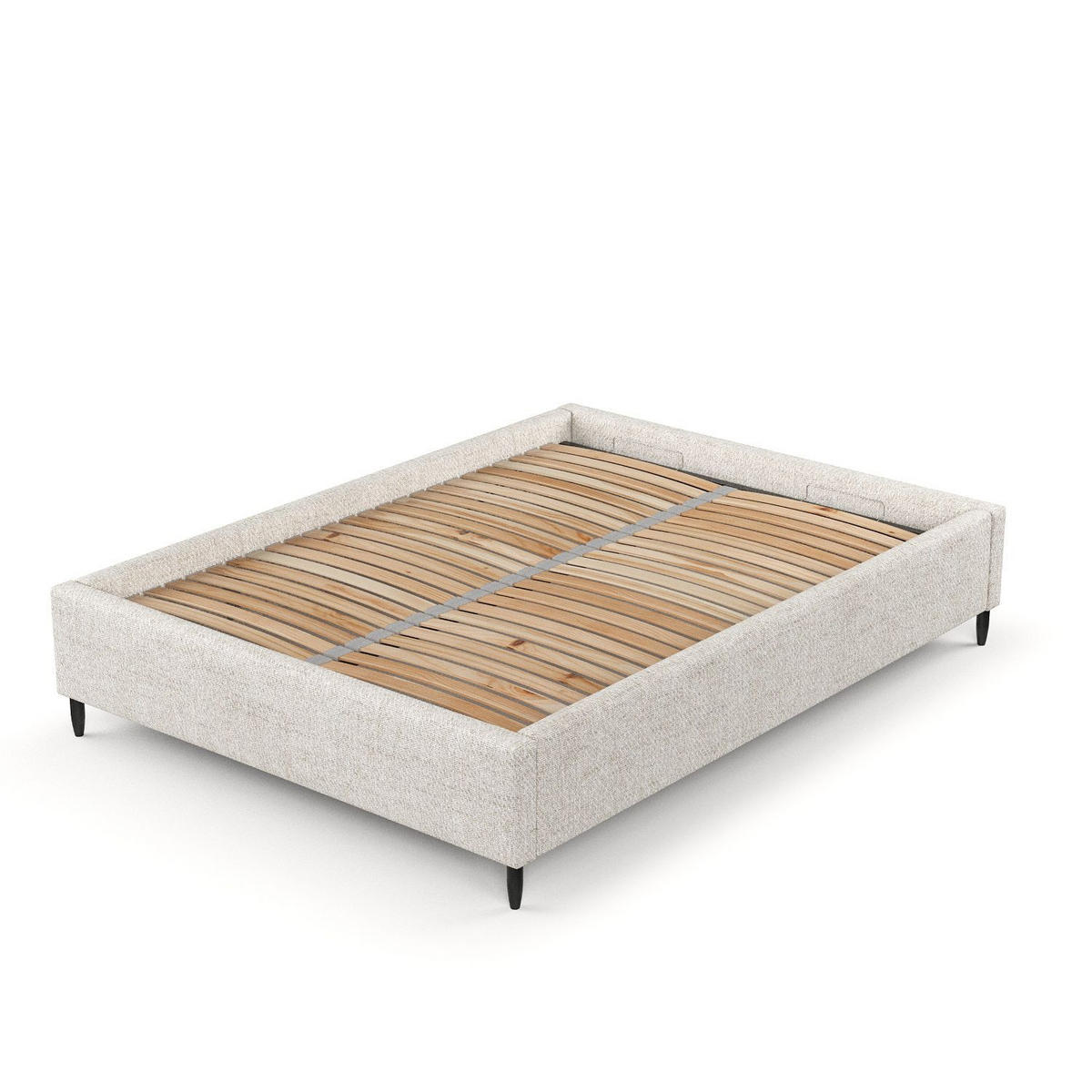 POLSTERBETT Larch Creme 140/200 cm im Webstoff - Creme/Schwarz, Holz/Holzwerkstoff (140/200cm) - Maison de Reve