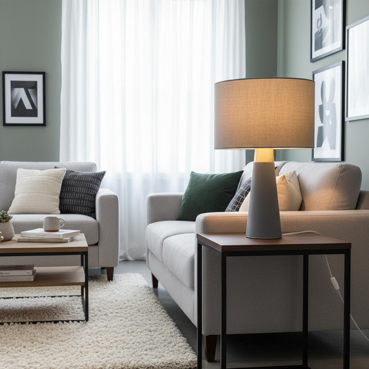 TISCHLAMPE - Multicolor, Textil/Metall (40/40/47cm) - Relaxdays