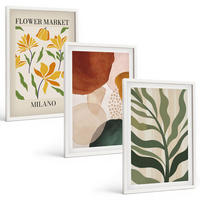BILDER SET 3er Set - 40x60 cm Weißer Rahmen - Florale abstrakte Formen - Weiß, Kunststoff (40/60cm) - TULUP