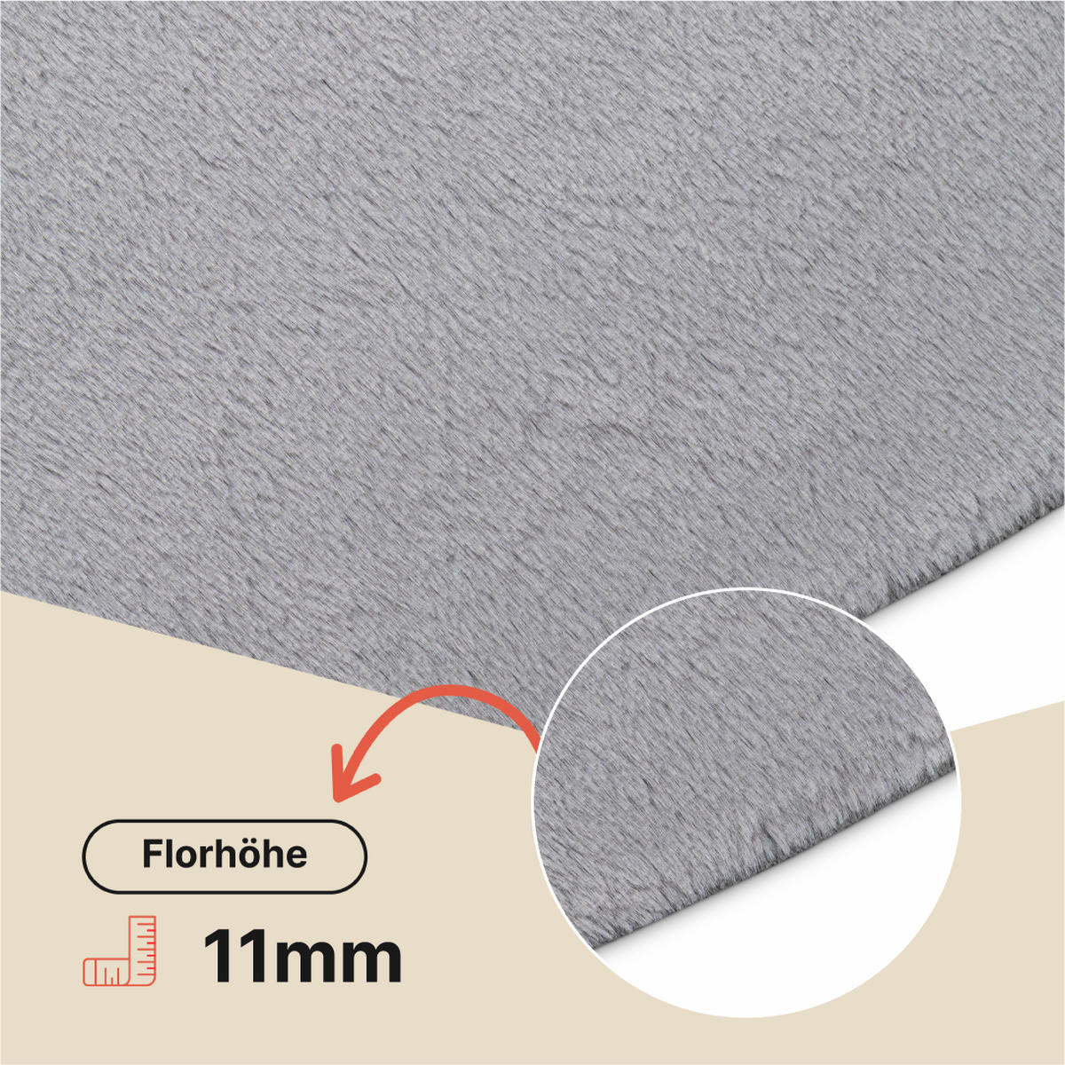 KURZFLORTEPPICH LUMI hellgrau kuschelweich waschbar 240/340 cm - Hellgrau, Textil (240/340cm) - Tapiso