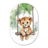 WANDBILD Löwe - Tier - Kinder - Dschungel Wanddeko Schlafzimmer 60x90 cm - Hellbraun, Kunststoff (60/90cm) - MuchoWow