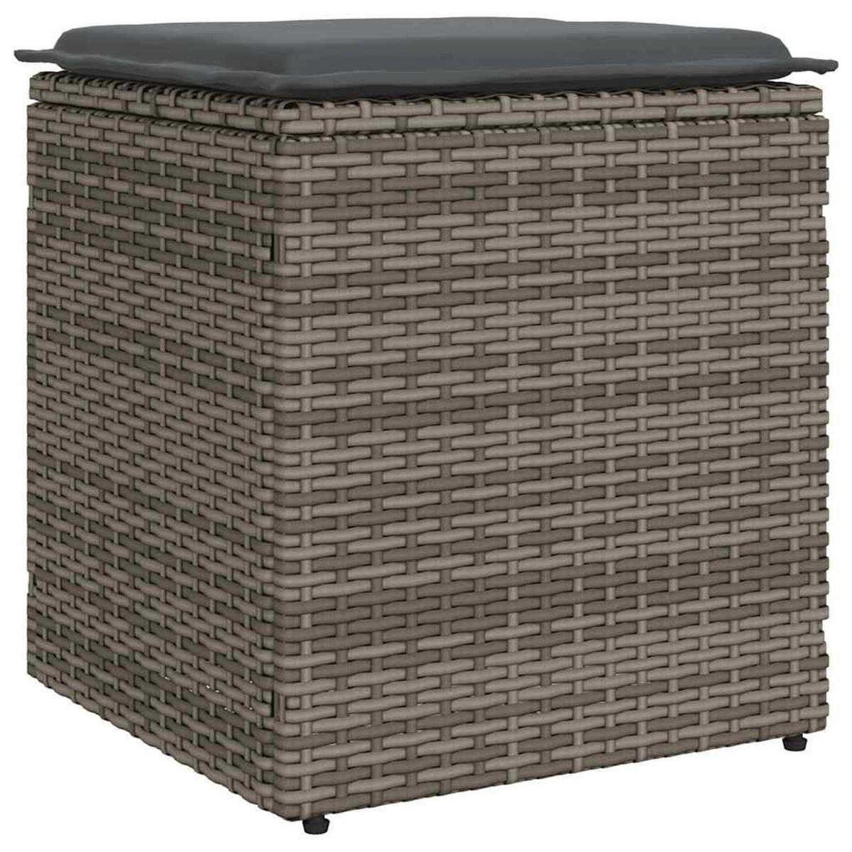 GARTENHOCKER Mit Kissen 2er Set Grau 40/40/43 Cm Poly Rattan - Grau, Kunststoff (40/43/40cm) - vidaXL