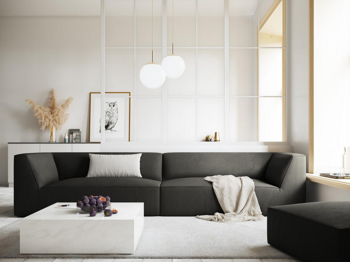 SOFA Ruby aus Cord dunkelgrau 4 Sitzplätze - Dunkelgrau, Textil (93/69/302cm) - Micadoni
