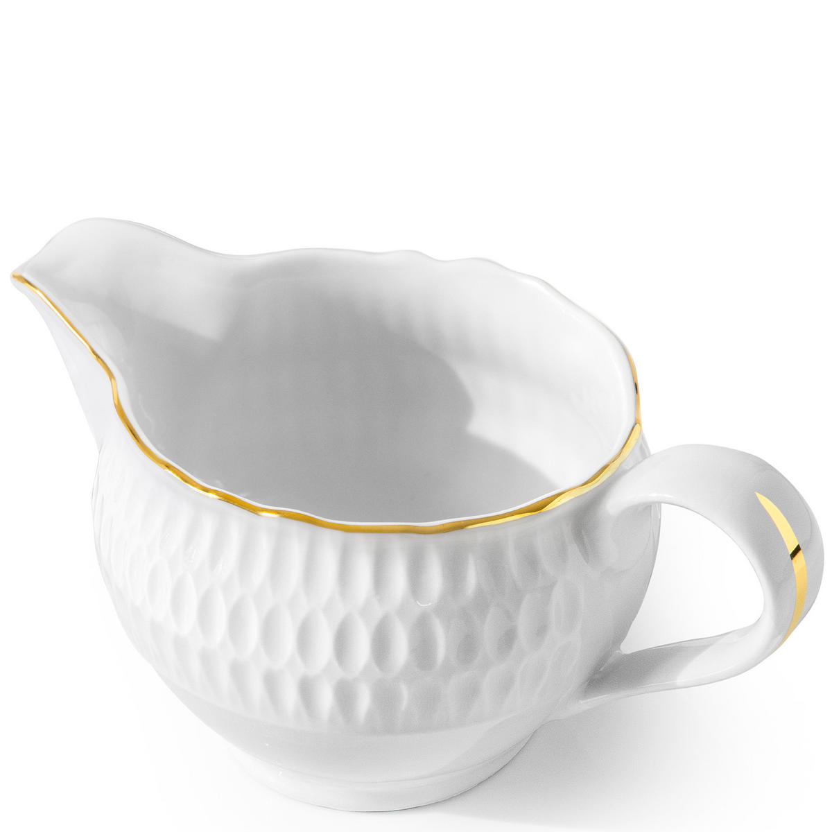 SAUCIERE MIT UNTERTASSE CMIELOW SOFIA GOLDRAND aus Porzellan - Weiß, Keramik (17.5/18/9cm) - KONSIMO®