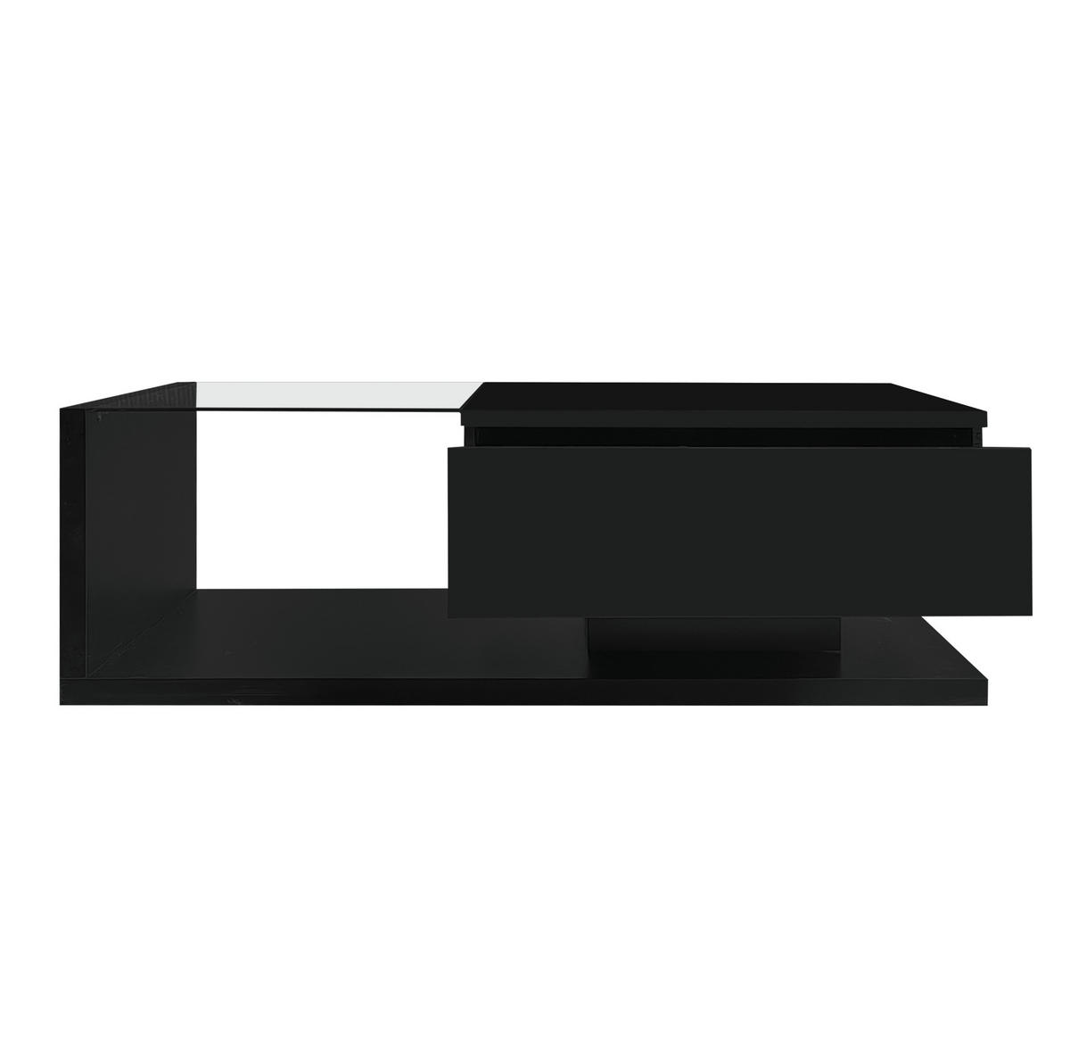 COUCHTISCH, hochglänzend Schwarz mit gehärteter Glasplatte und dimmbarer 16‑farbiger LED, 105/55/32,5 cm,Schwarz - Schwarz, Holzwerkstoff (105/55/32.5cm) - Redom