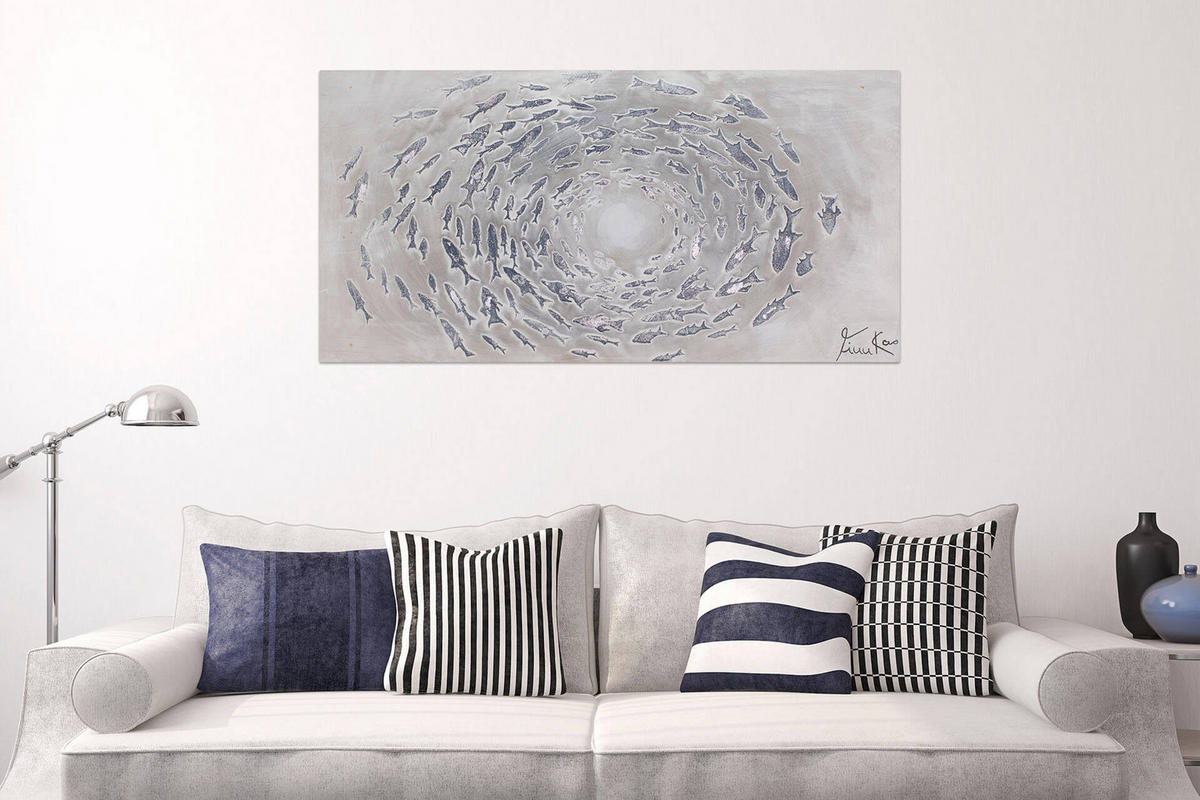 ÖLGEMÄLDE 140/70 cm - Grau, Holz/Textil (2.02/70cm) - KUNSTLOFT