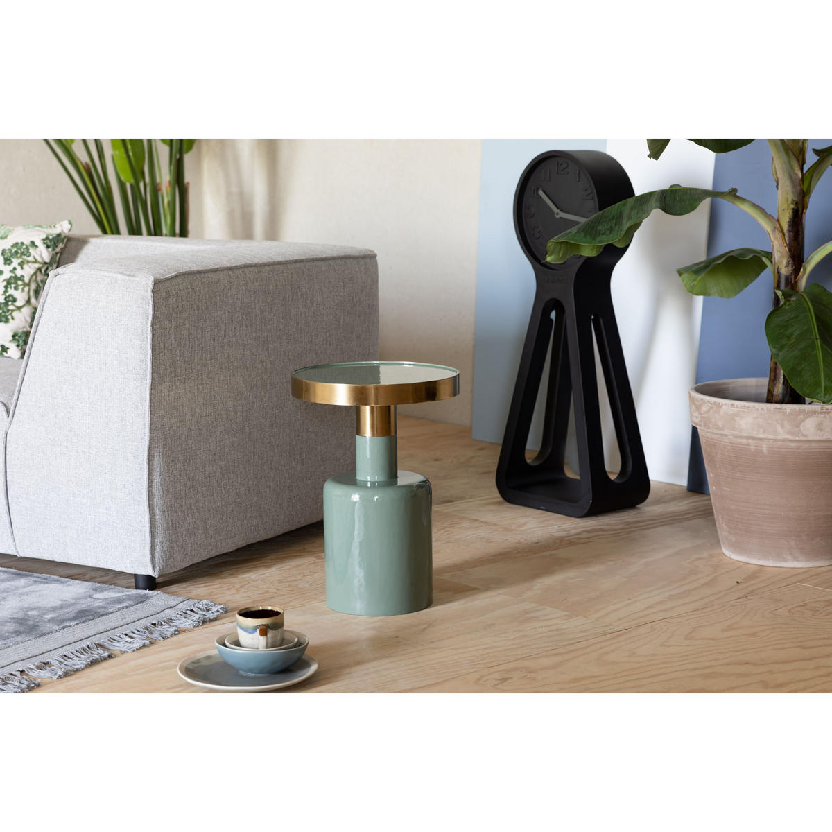 BEISTELLTISCH Glam Rund 36 cm Grün/ Gold - Grün, Metall (36/36/51cm) - Zuiver