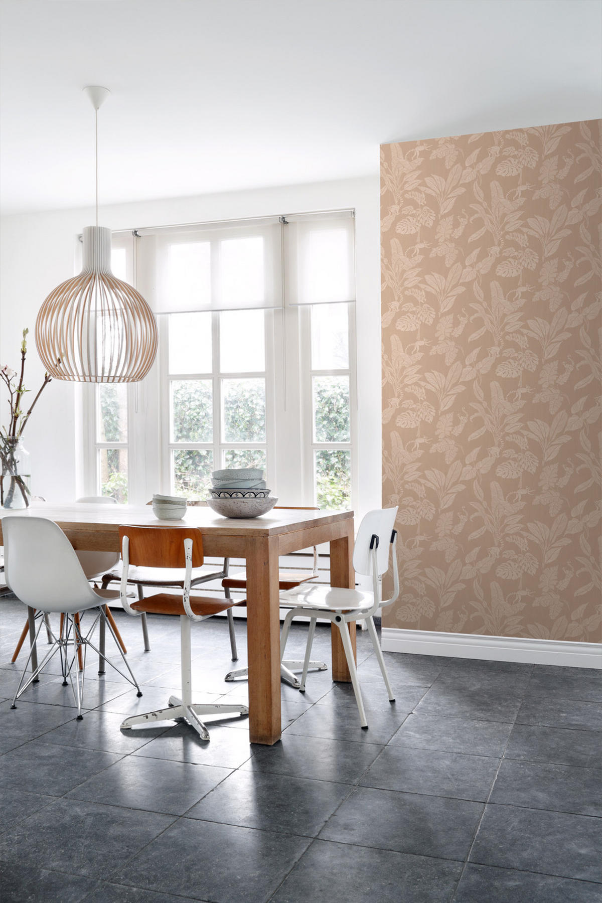 TAPETE Affen und Dschungelblätter 50 x 900 cm - Beige, Papier (50/900cm) - ESTAhome