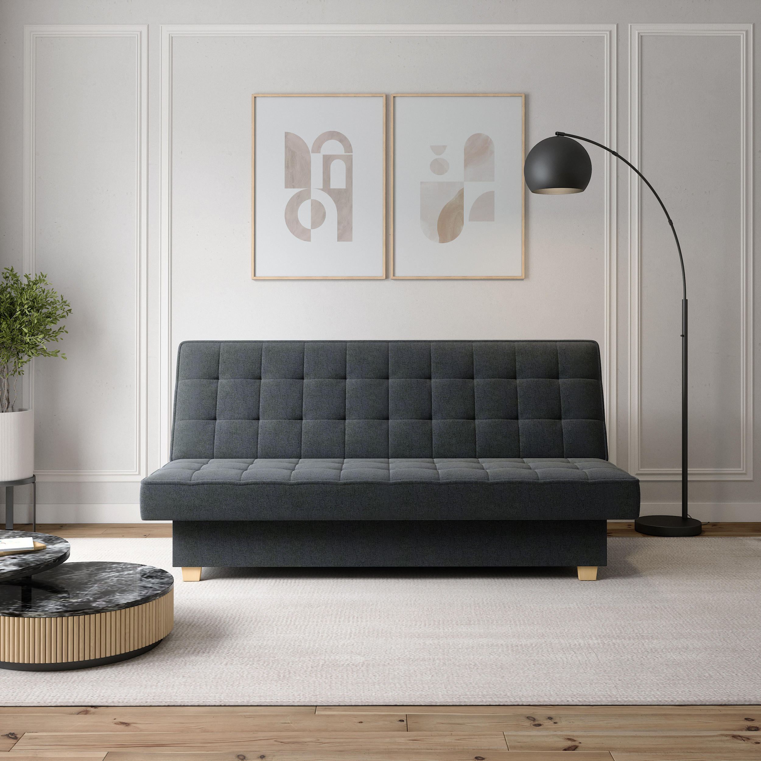 Thumbnail - Möblo Schlafsofa, Anthrazit, Holzwerkstoff, 3-Sitzer, 192x95x92 cm, Wohnzimmer, Sofas & Couches, Schlafsofas