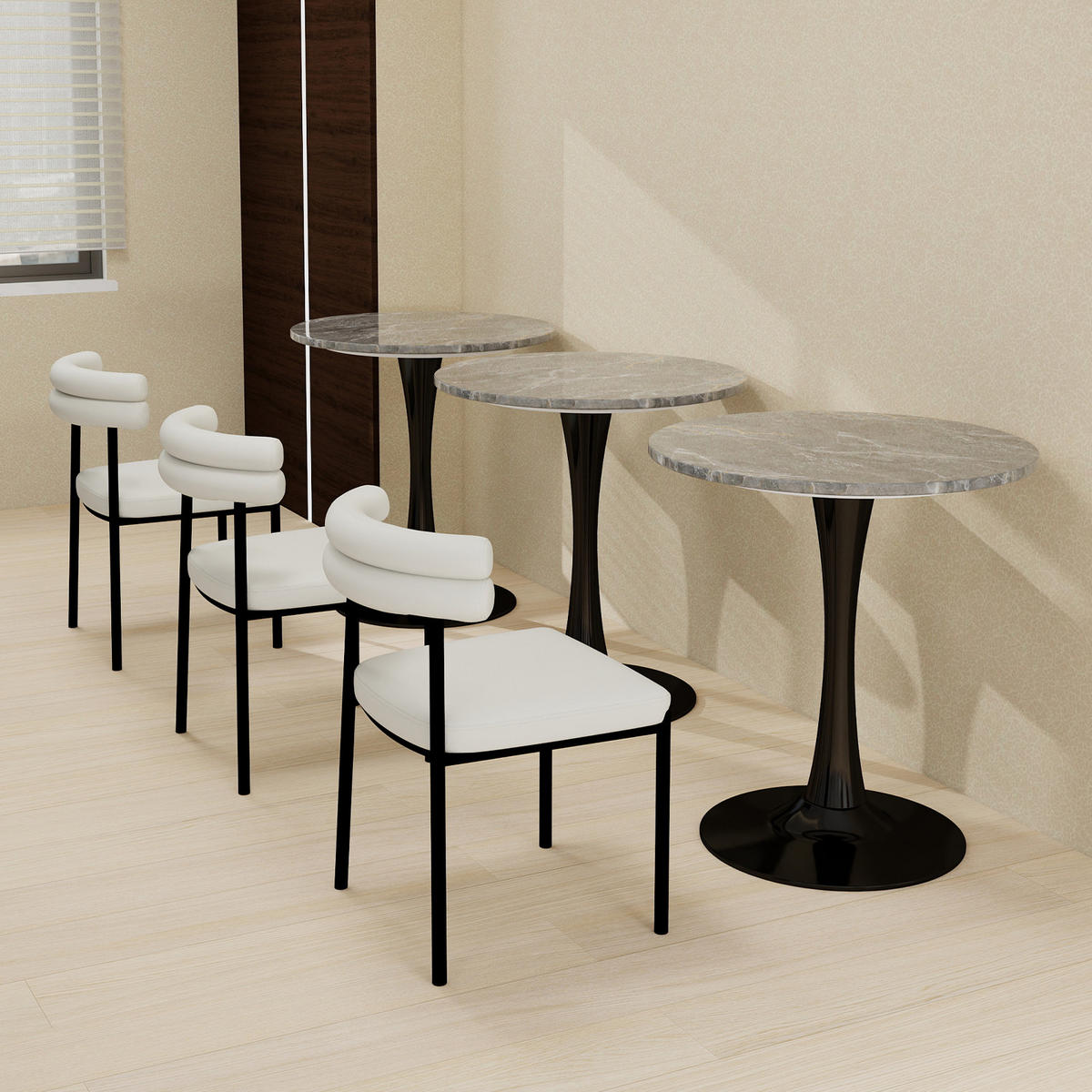 COUCHTISCH in Schwarz und Grau Wohnzimmertisch mit einer runden Marmor-Tischplatte für Wohnzimmer, B70/T70/H72 cm - Goldfarben/Schwarz, Stein/Metall (70/70/72cm) - STILVORA
