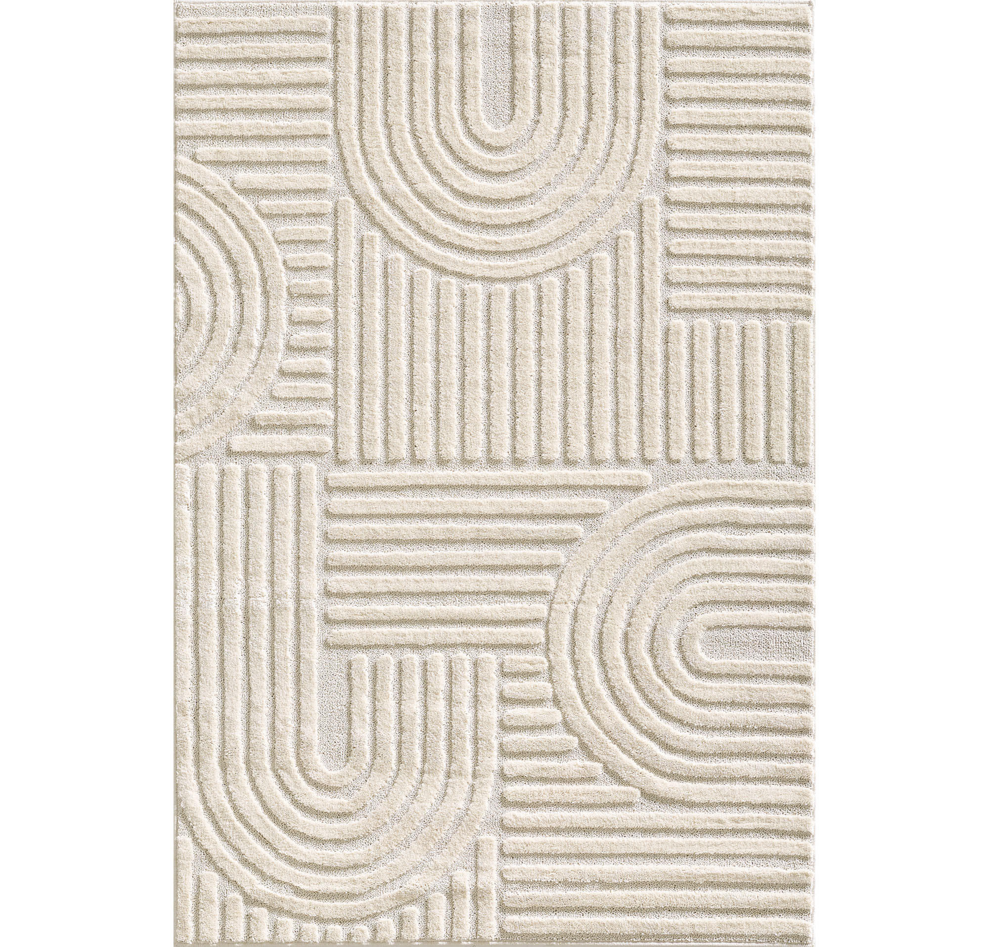 TEPPICH geometrischer cream TURIN 80x150 cm - Creme, Textil (80/150cm) - Nazar Rugs