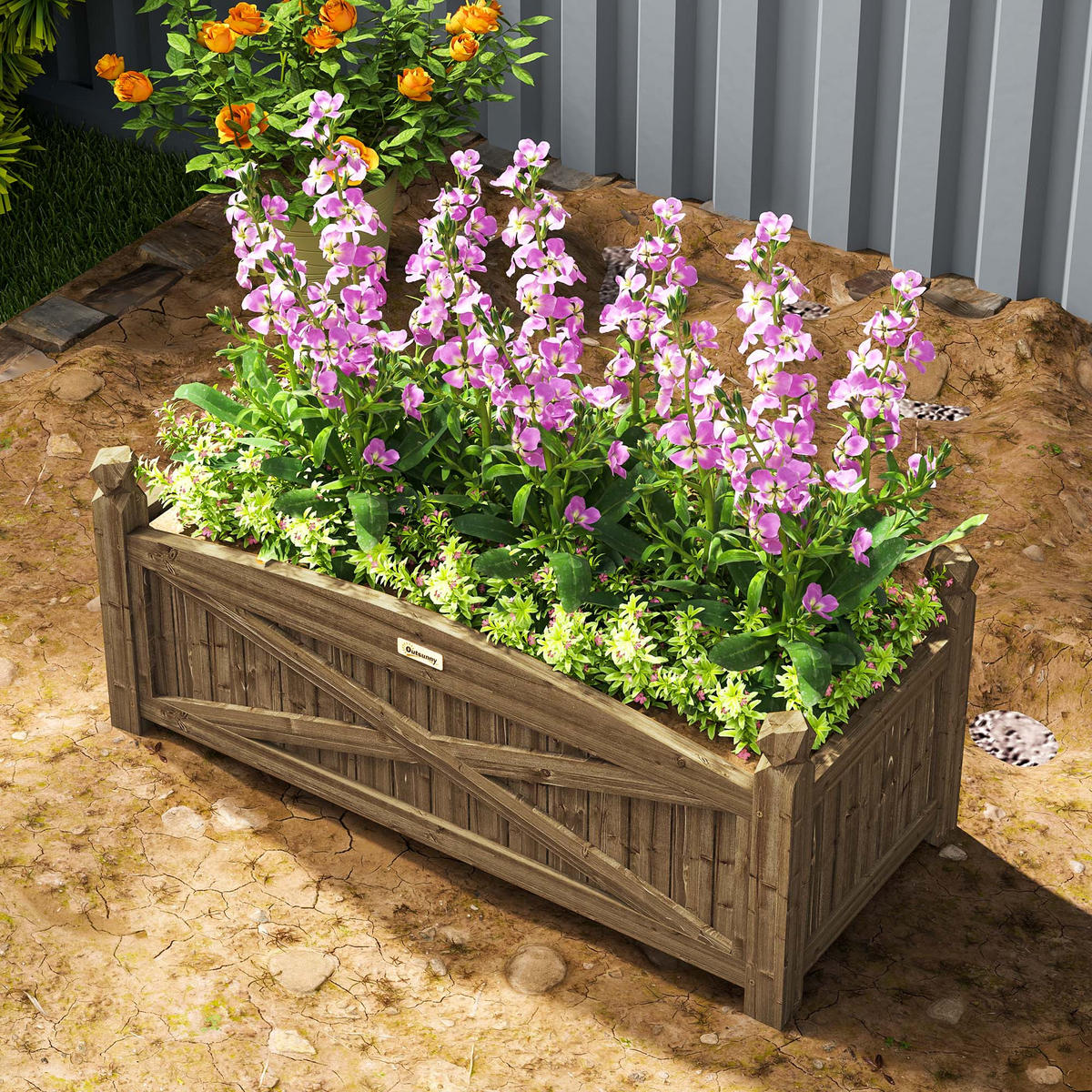 HOCHBEET DE-12206 90/39/37 cm mit Drainage Dunkelbraun - Braun, Holz (90/37/39cm) - ComfortXL