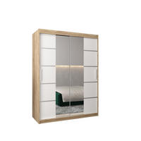SCHWEBETÜRENSCHRANK 200/150/62 2-türig - Silberfarben/Weiß, Holz/Kunststoff (150/200/62cm) - Abiks Möbel