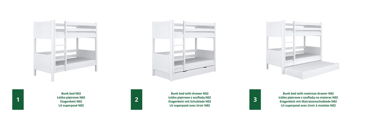 ETAGENBETT N02 Weiß 120/200 - Weiß, Naturmaterialien/Holz (120/200cm) - N-Wood