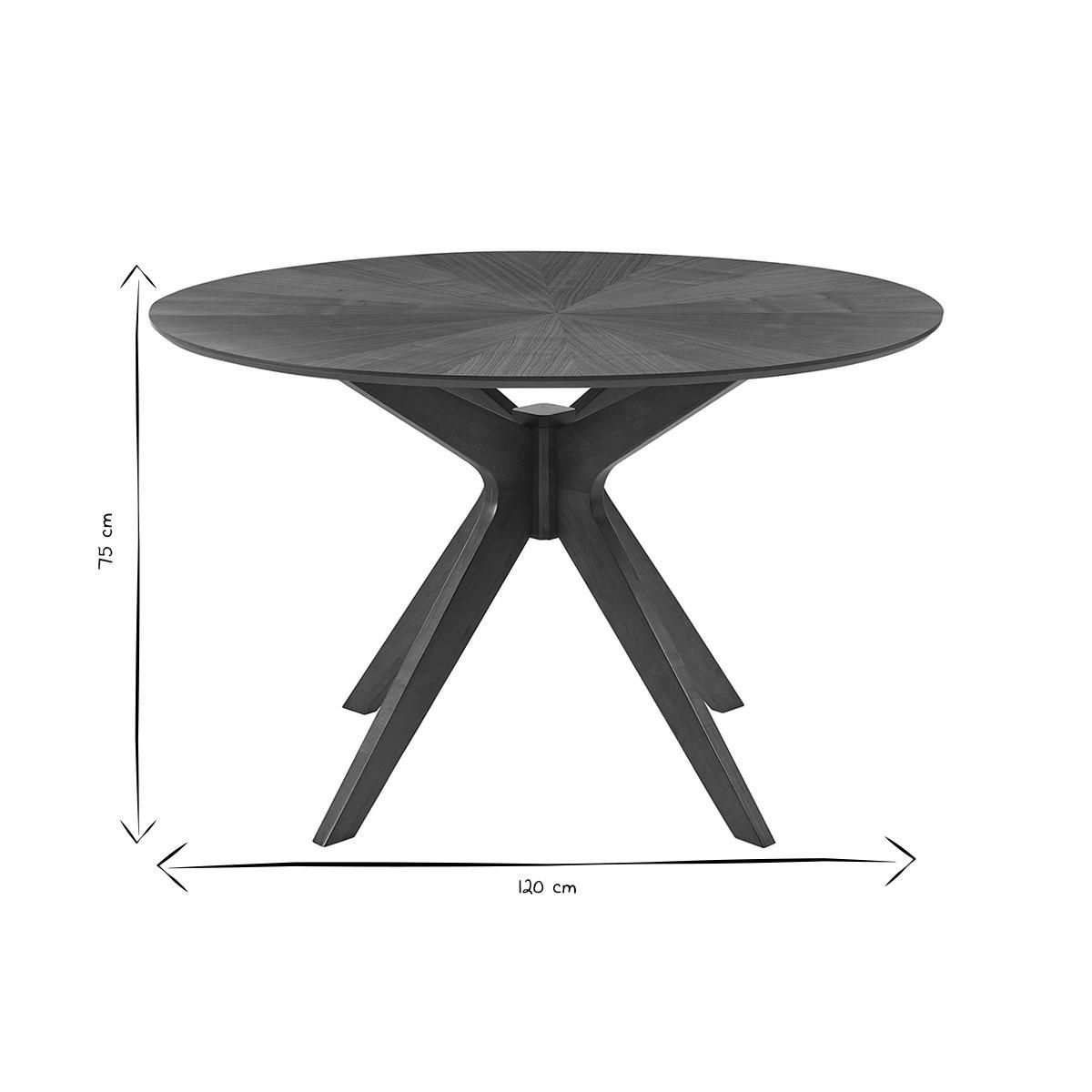 ESSTISCH Design Rund Nussbaum D120 cm DIELLI - Walnussfarben, Holz (120/120/75cm) - Miliboo